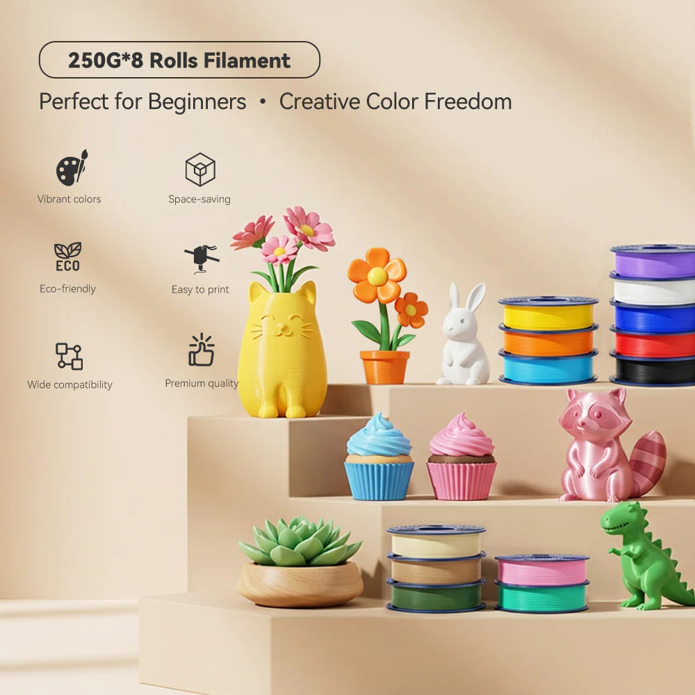250g Spool PLA, PLA+, PLA+2.0, PLA Meta Multicolor Filament Bundle, 250g*8 Rolls